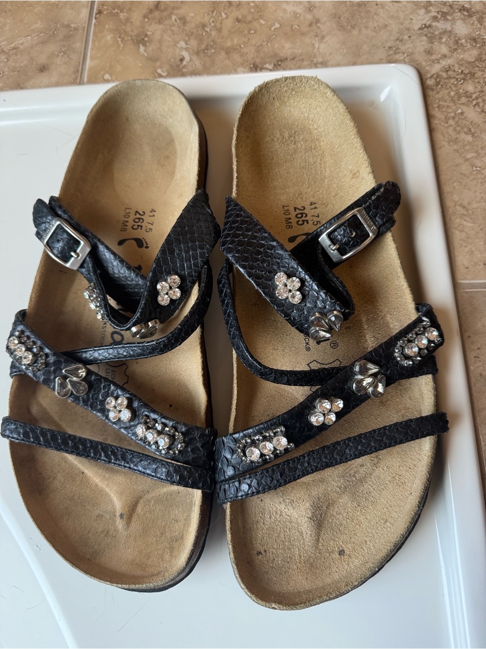 Betula Black Reptile-Texture Adjustable Sandal - Licensed by Birkenstock